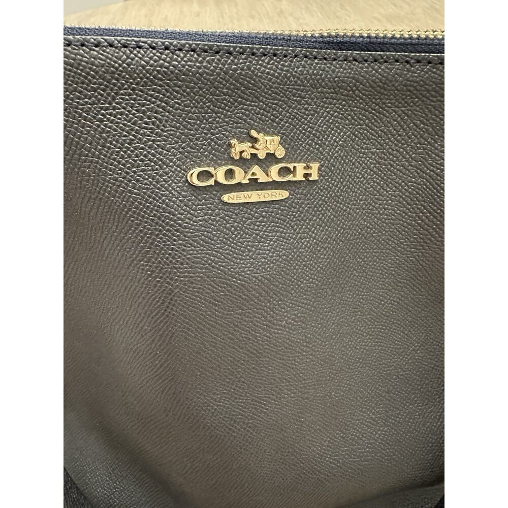 Coach Ava Crossgrain F57526 Navy Leather Tote Bag Zip Top Shoulder Bag Classic - Picture 2 of 14